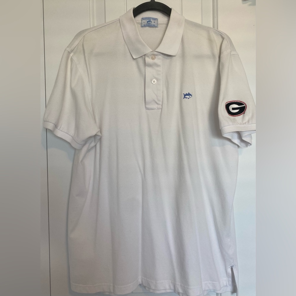 Southern Tide White UGA Bulldogs Super G Skipjack Polo Shirt